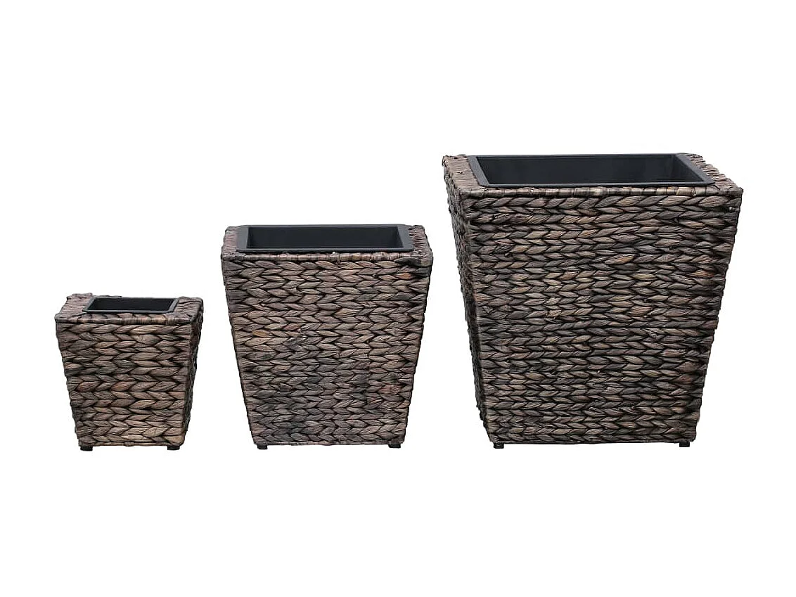 Conjunto de Jardineras 3 piezas jacinto de agua marrón ES49741