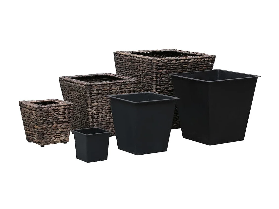 Conjunto de Jardineras 3 piezas jacinto de agua marrón ES49741