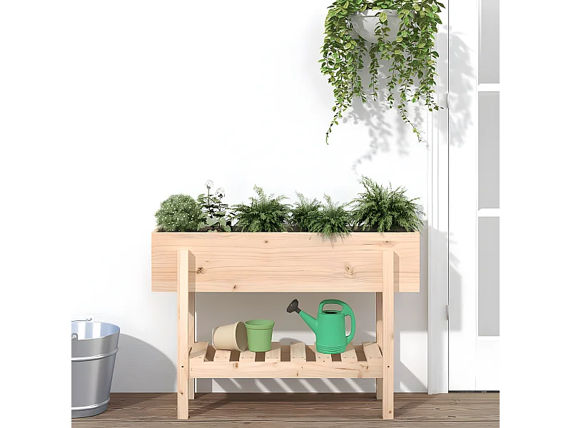 Plantenbak verhoogd 101x30x69 cm massief grenenhout