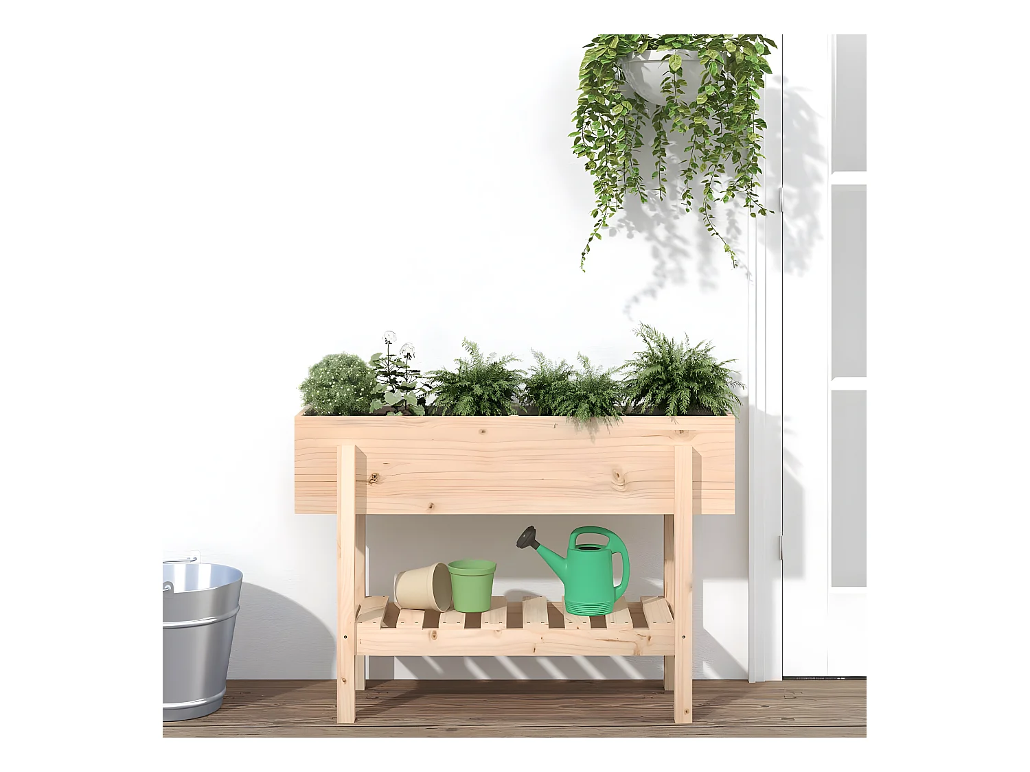 Jardinera elevado de jardín madera maciza de pino 101x30x69 cm ES42411