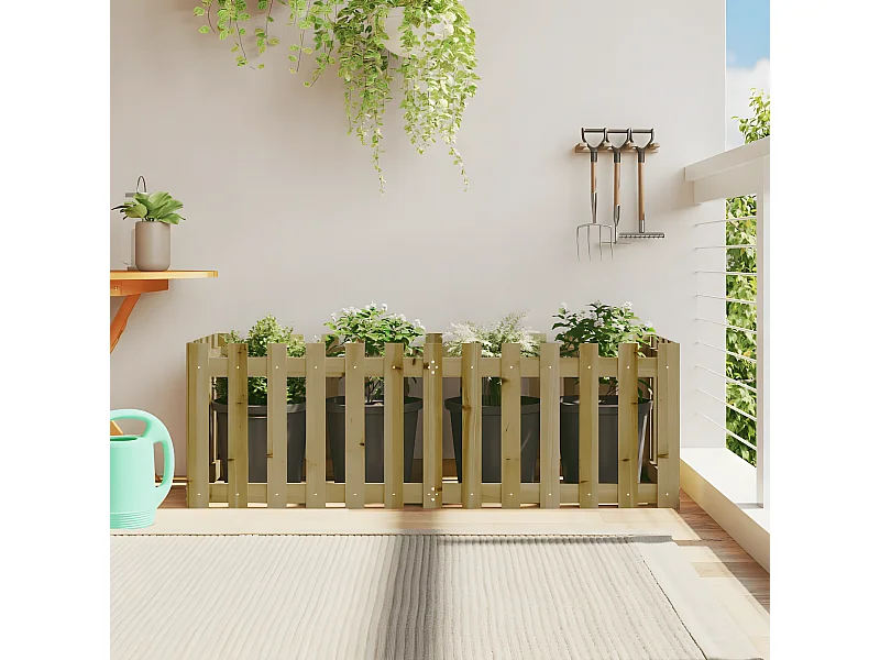 Jardinera elevado jardín valla madera impregnada pino 150x50x50cm ES67708