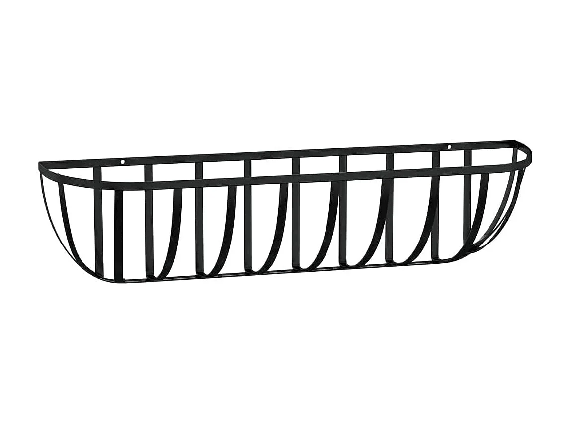 Vasos de parede 2 pcs c/ forro de coco 76x21x16 cm aço preto PT375875