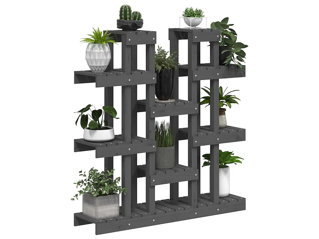 Jardinière Support à plantes Gris 104,5x25x109,5 cm Bois massif de pin BE2940