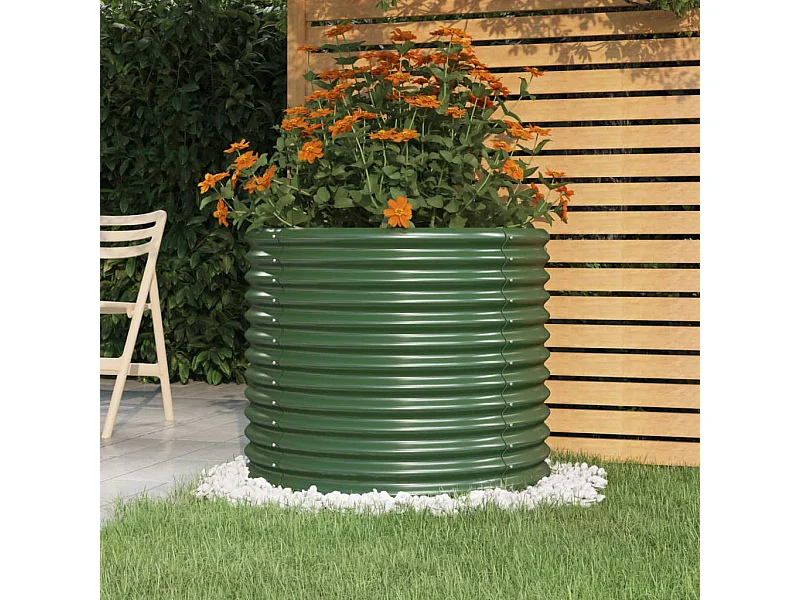 Jardinière de jardin Acier enduit de poudre 80x80x68 cm Vert BE7595