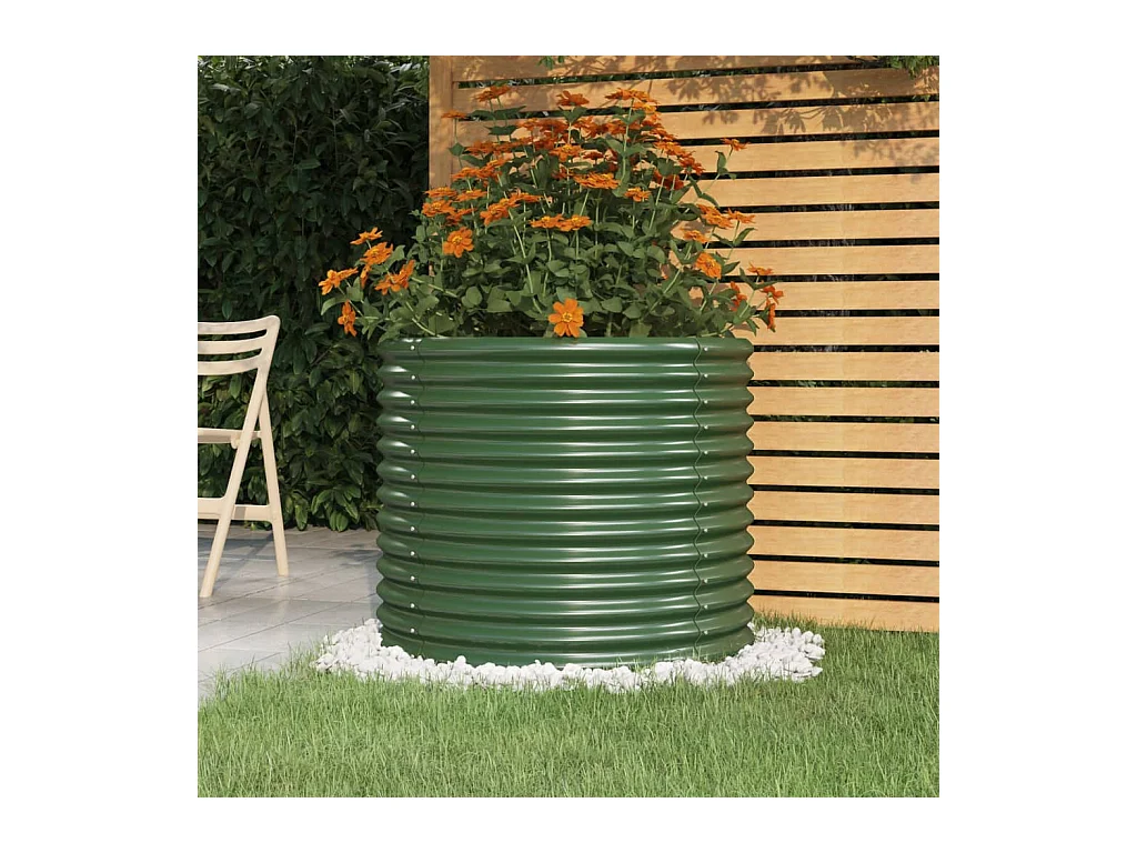 Jardinière de jardin Acier enduit de poudre 80x80x68 cm Vert BE7595