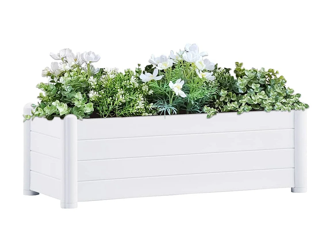 Canteiro elevado para jardim PP 100x43x35 cm branco PT790616