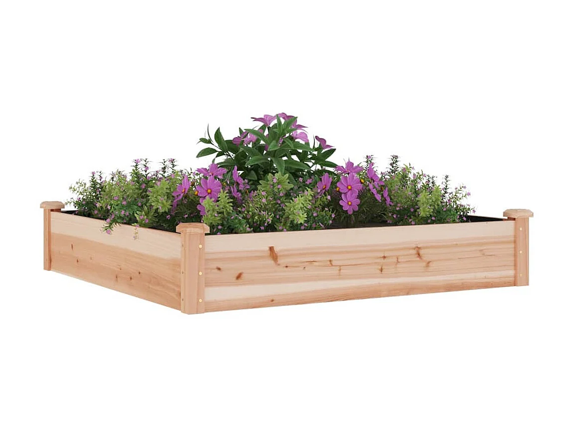 Plantenbak verhoogd met voering 120x120x25 cm massief vurenhout