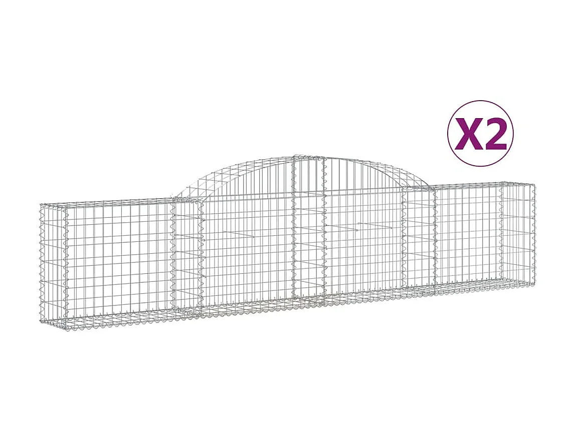 Paniers à gabions arqués 2 pcs 300x30x60/80 cm Fer galvanisé WVGQ6846