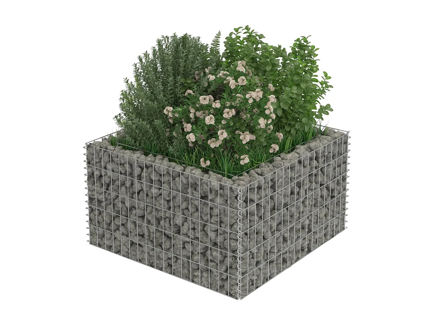 Arriate de gaviones de acero 90x90x50 cm ES51148