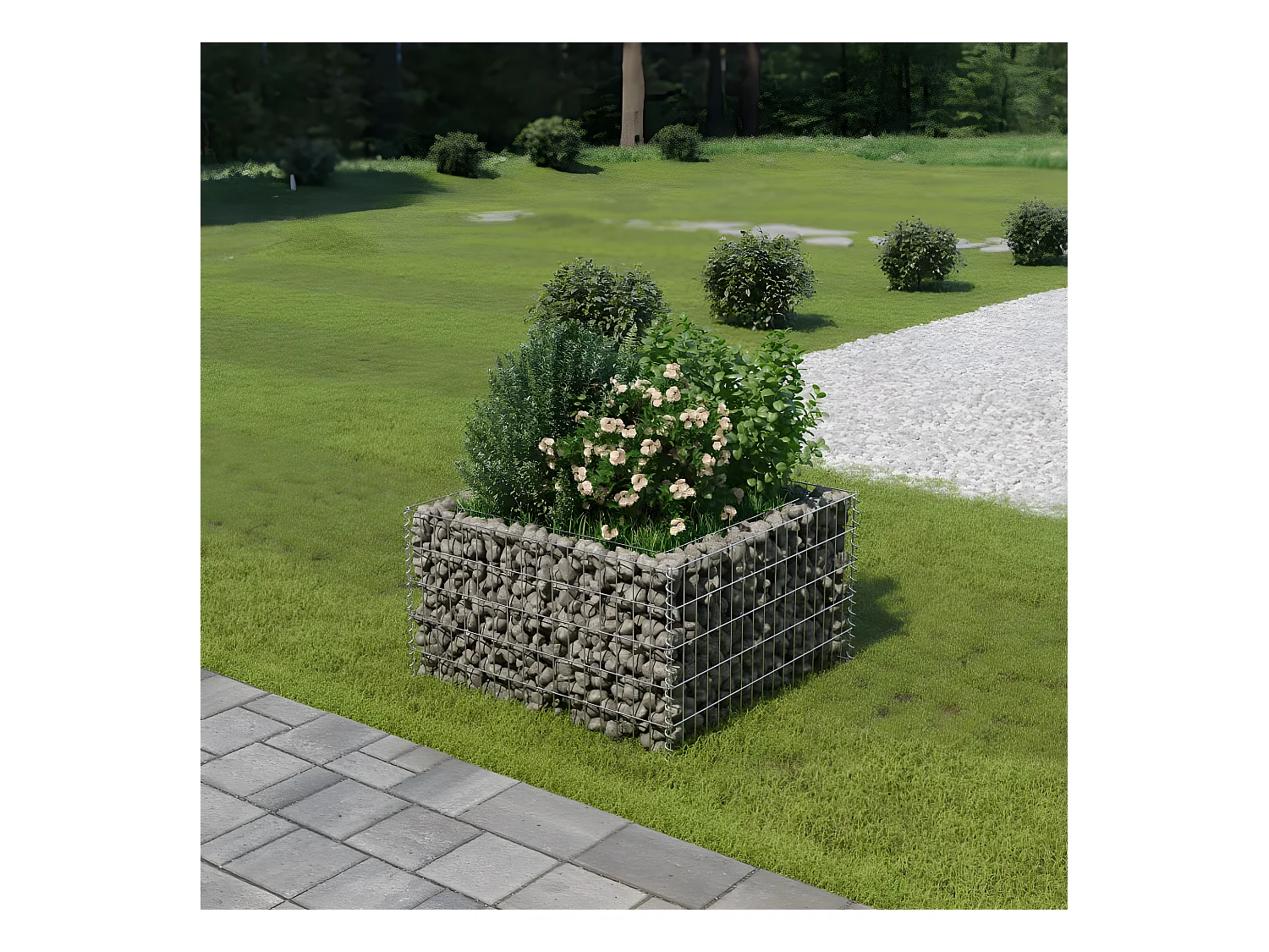 Lit surélevé à gabion Acier galvanisé 90x90x50 cm WVGQ1675