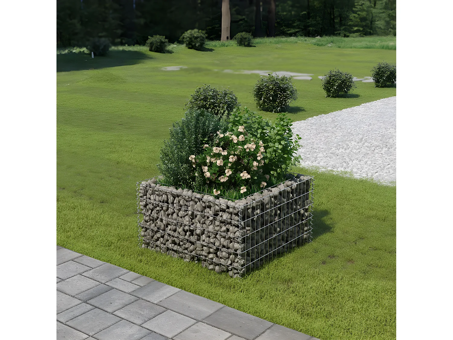 Lit surélevé à gabion Acier galvanisé 90x90x50 cm WVGQ1675