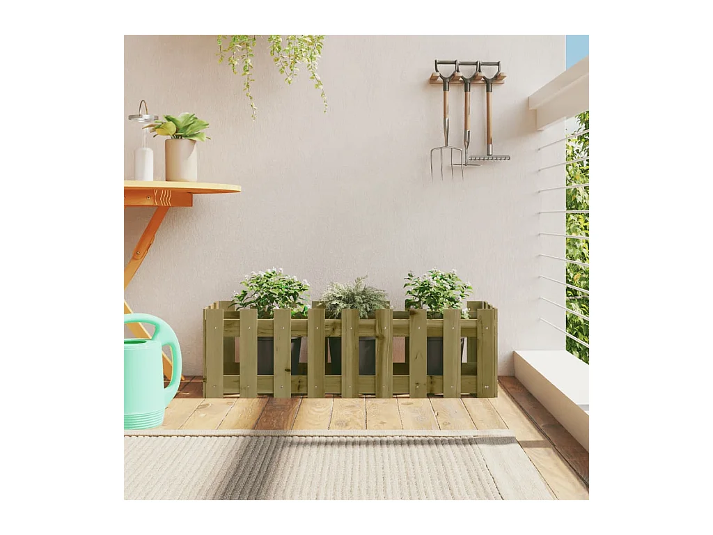 Jardinera elevado jardín valla madera impregnada pino 100x30x30cm ES26410