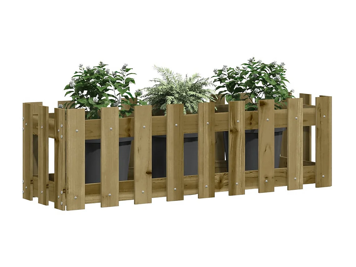 Canteiro elevado c/ design cerca 100x30x30 cm pinho impregnado PT917248