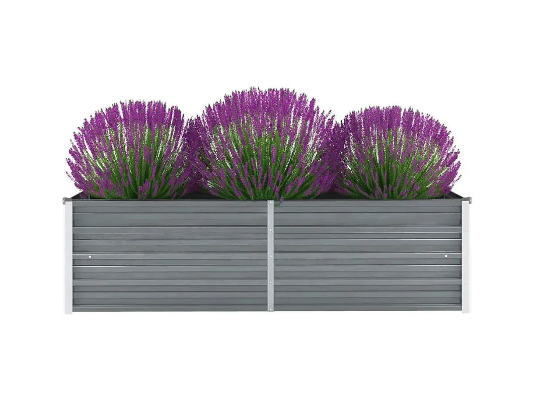 Jardinera de jardín de acero galvanizado gris 160x40x45 cm ES36135
