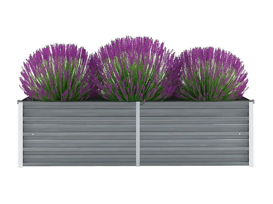 Jardinera de jardín de acero galvanizado gris 160x40x45 cm ES36135