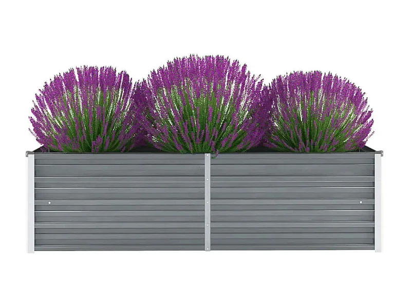 Jardinera de jardín de acero galvanizado gris 160x40x45 cm ES36135