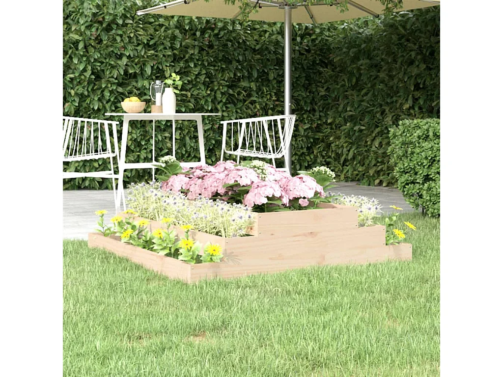 Jardinera de madera maciza de pino 110x110x27 cm ES17569