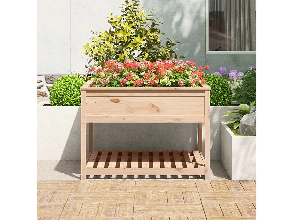 Vaso/floreira com prateleira 111,5x111,5x81 cm pinho maciço PT717302