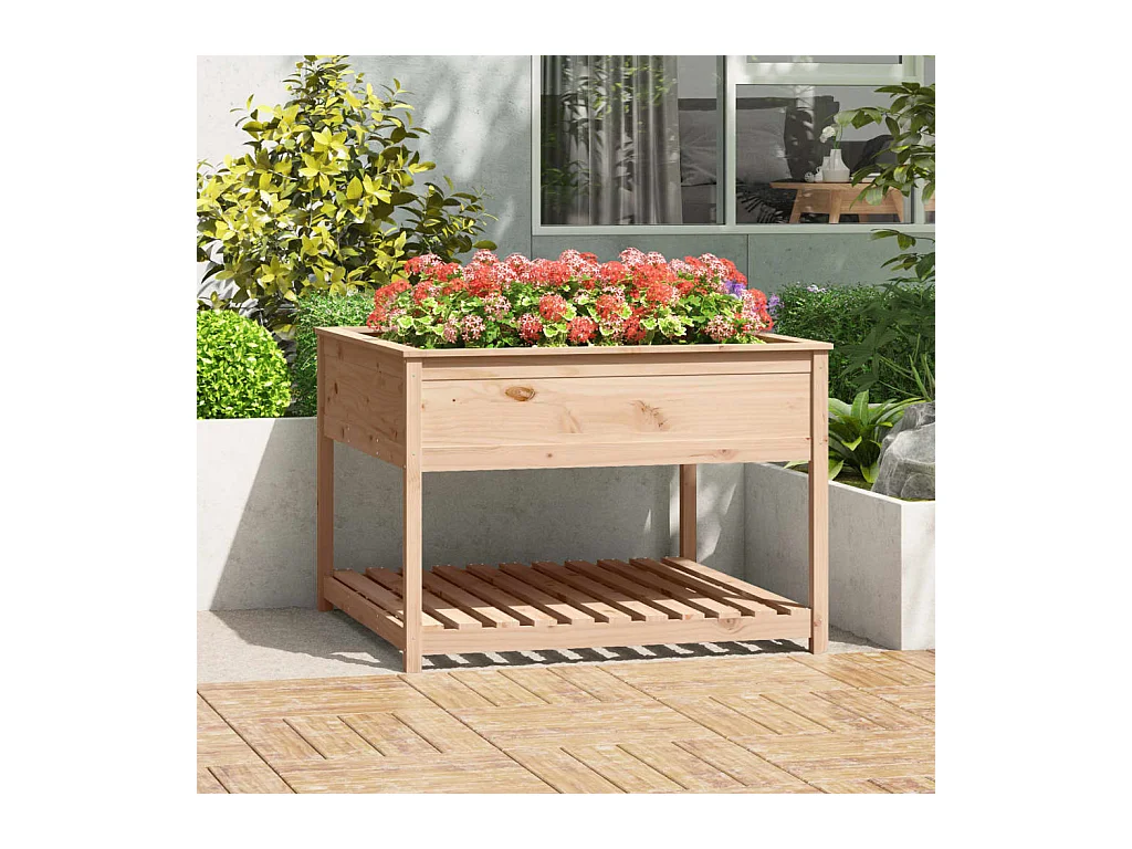 Jardinière avec étagère 111,5x111,5x81 cm Bois massif de pin BE6808