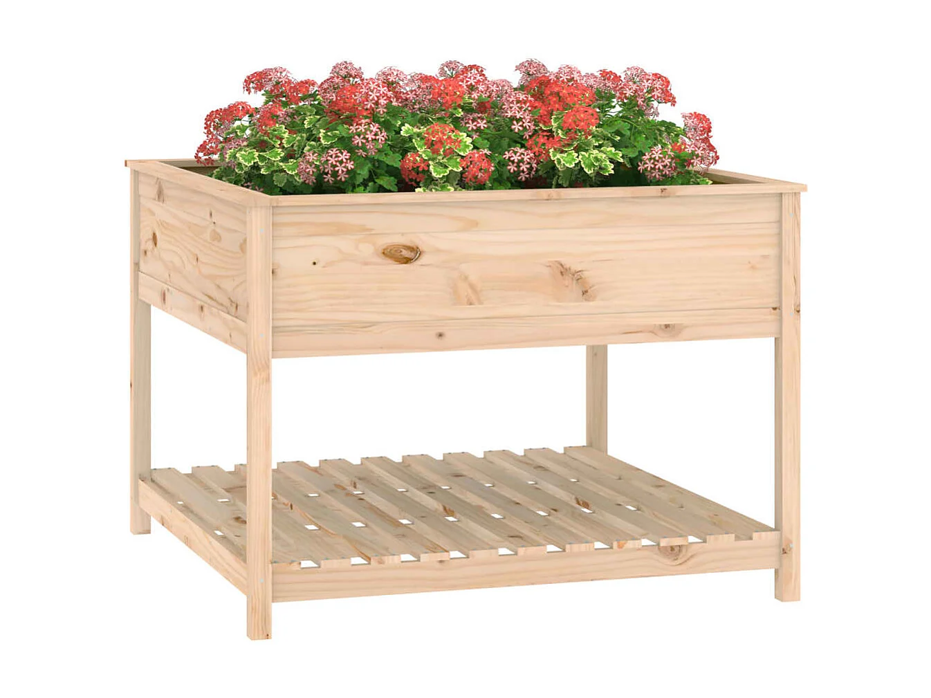 Jardinière avec étagère 111,5x111,5x81 cm Bois massif de pin BE6808