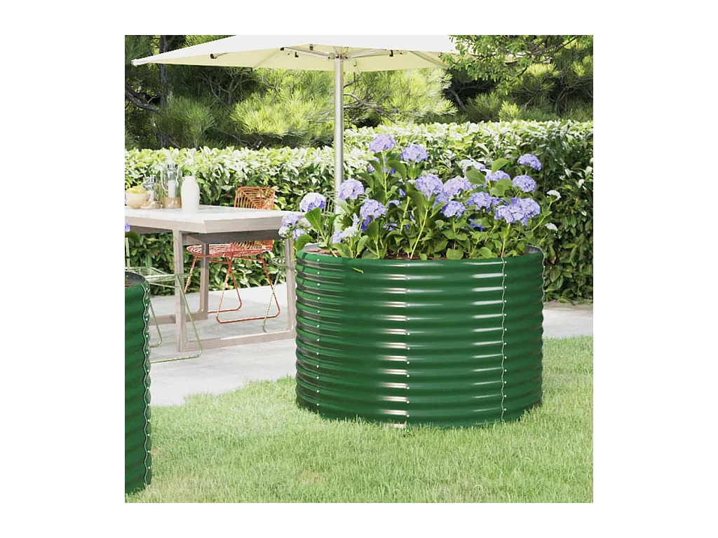 Jardinière Lit surélevé de jardin Acier enduit de poudre 100x100x68cm Vert WVGQ6997