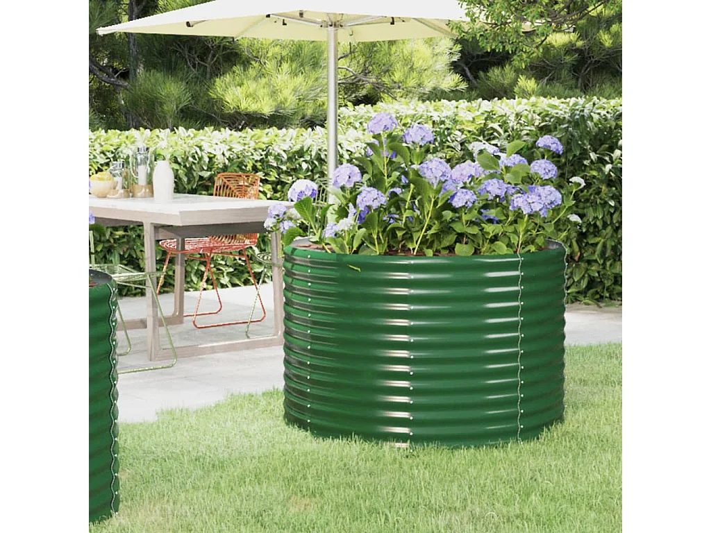 Jardinière Lit surélevé de jardin Acier enduit de poudre 100x100x68cm Vert WVGQ6997