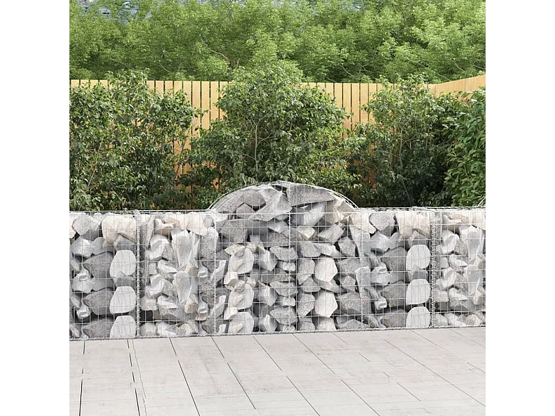 Paniers à gabions arqués 2 pcs 200x50x80/100 cm Fer galvanisé WVGQ5493