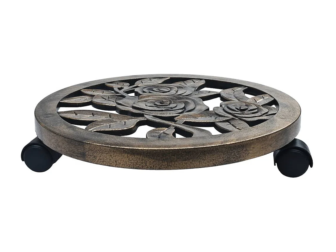 Suportes com rodas para plantas 6 pcs 38 cm plástico bronze PT621839