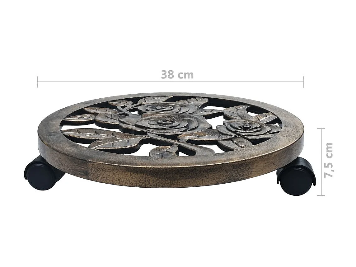 Suportes com rodas para plantas 6 pcs 38 cm plástico bronze PT621839