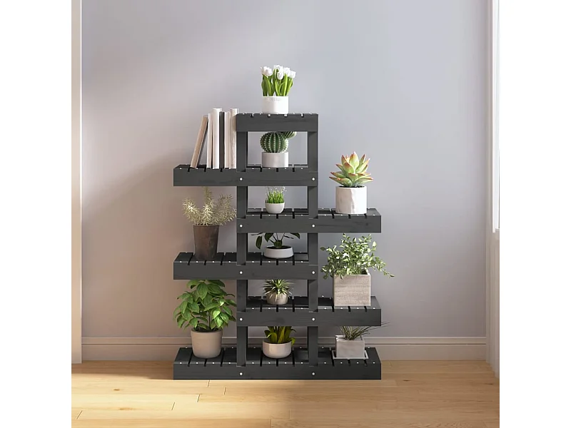 Jardinière Support à plantes Gris 85x25x109,5 cm Bois massif de pin BE3104