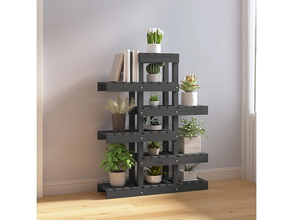 Jardinière Support à plantes Gris 85x25x109,5 cm Bois massif de pin BE3104