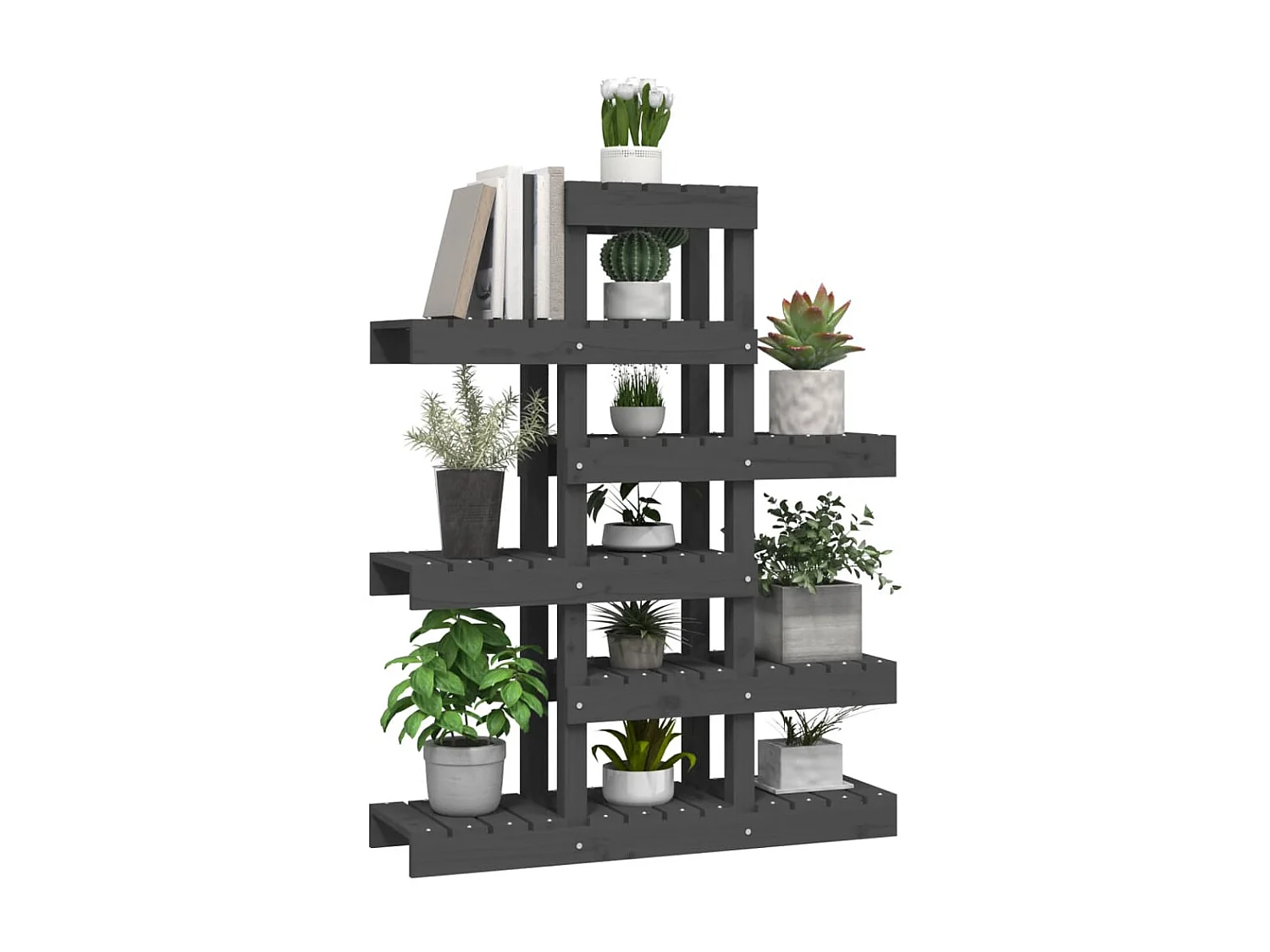 Jardinière Support à plantes Gris 85x25x109,5 cm Bois massif de pin BE3104