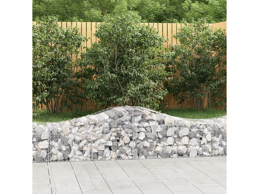 Paniers à gabions arqués 5 pcs 200x50x40/60 cm fer galvanisé WVGQ9863
