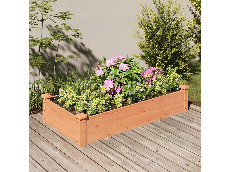 Jardinera arriate forro madera maciza abeto marrón 120x60x25 cm ES98782
