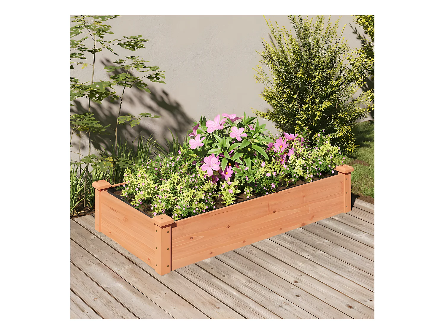 Jardinera arriate forro madera maciza abeto marrón 120x60x25 cm ES98782