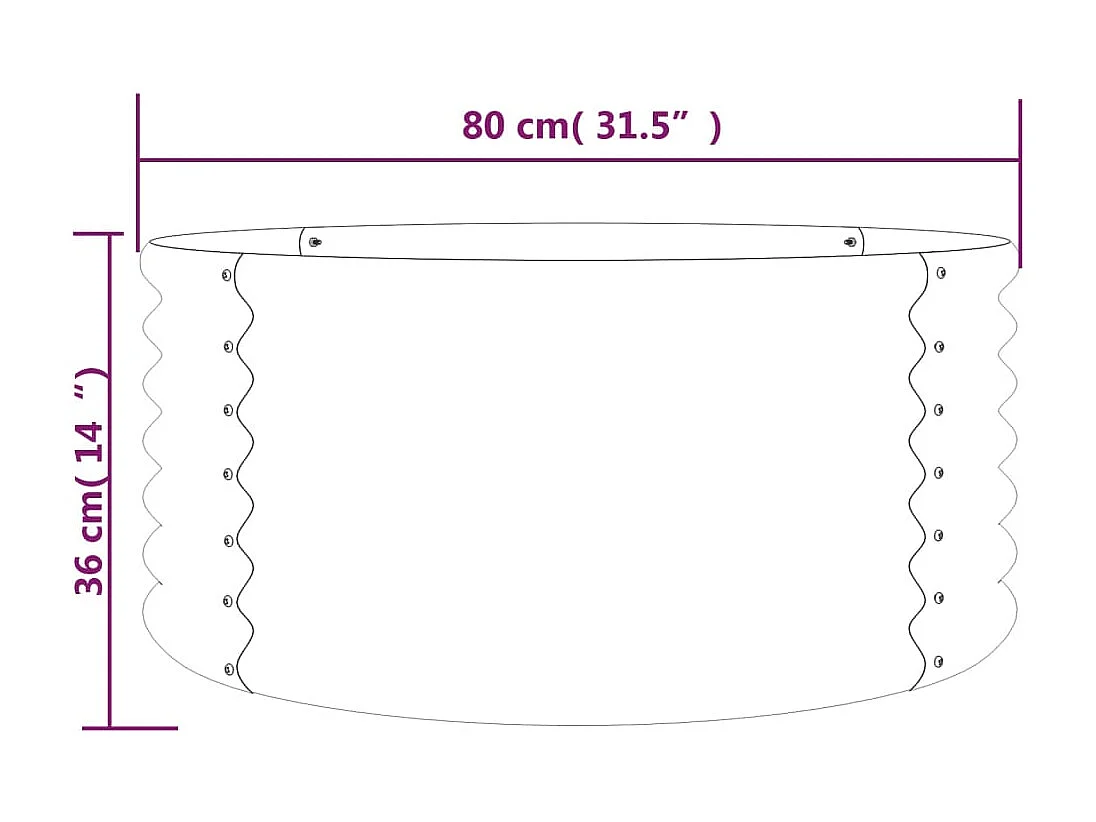 Jardinière Acier enduit de poudre 80x80x36 cm Argenté BE43367
