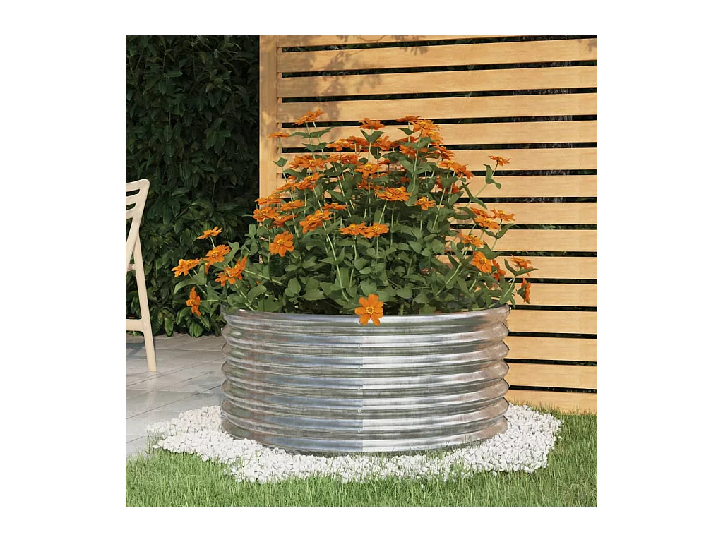 Jardinière Acier enduit de poudre 80x80x36 cm Argenté BE43367
