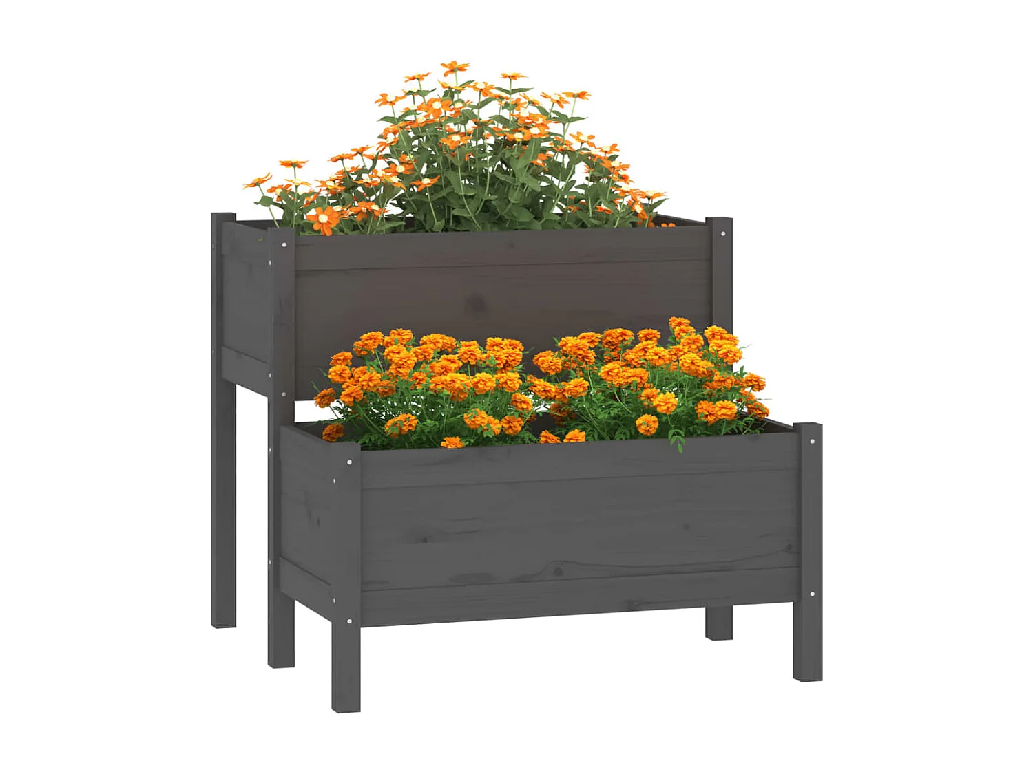 Jardinière Gris 84,5x84x75 cm Bois massif de pin BE6983