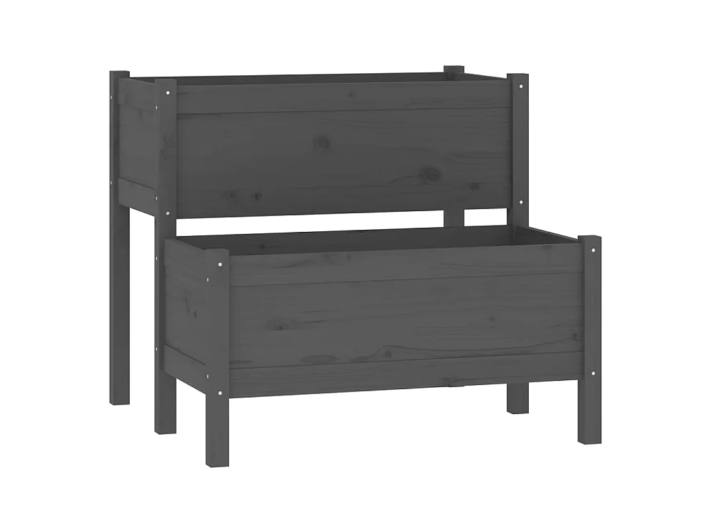 Jardinera de madera maciza de pino gris 84,5x84x75 cm ES83183