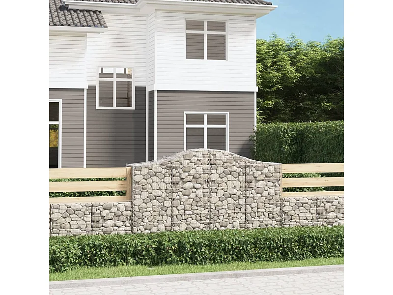 Cestas de gaviones 2 uds forma de arco hierro 200x50x120/140 cm ES72446