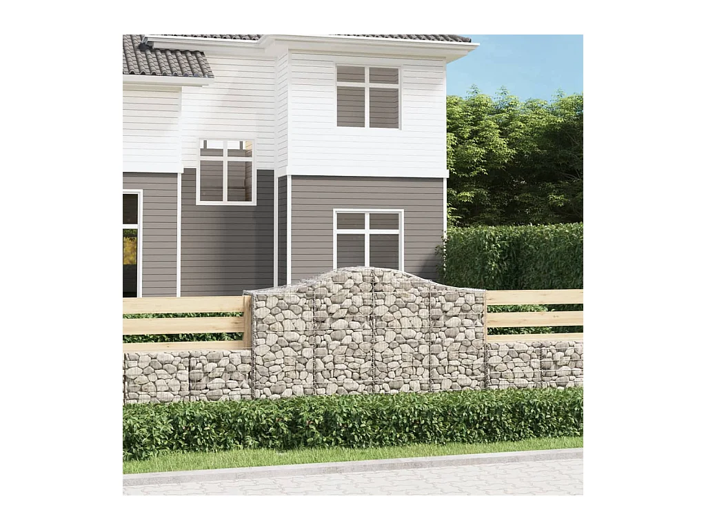 Paniers à gabions arqués 2 pcs 200x50x120/140 cm Fer galvanisé WVGQ1033