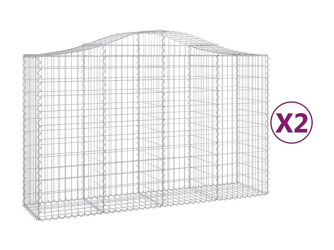 Paniers à gabions arqués 2 pcs 200x50x120/140 cm Fer galvanisé WVGQ1033