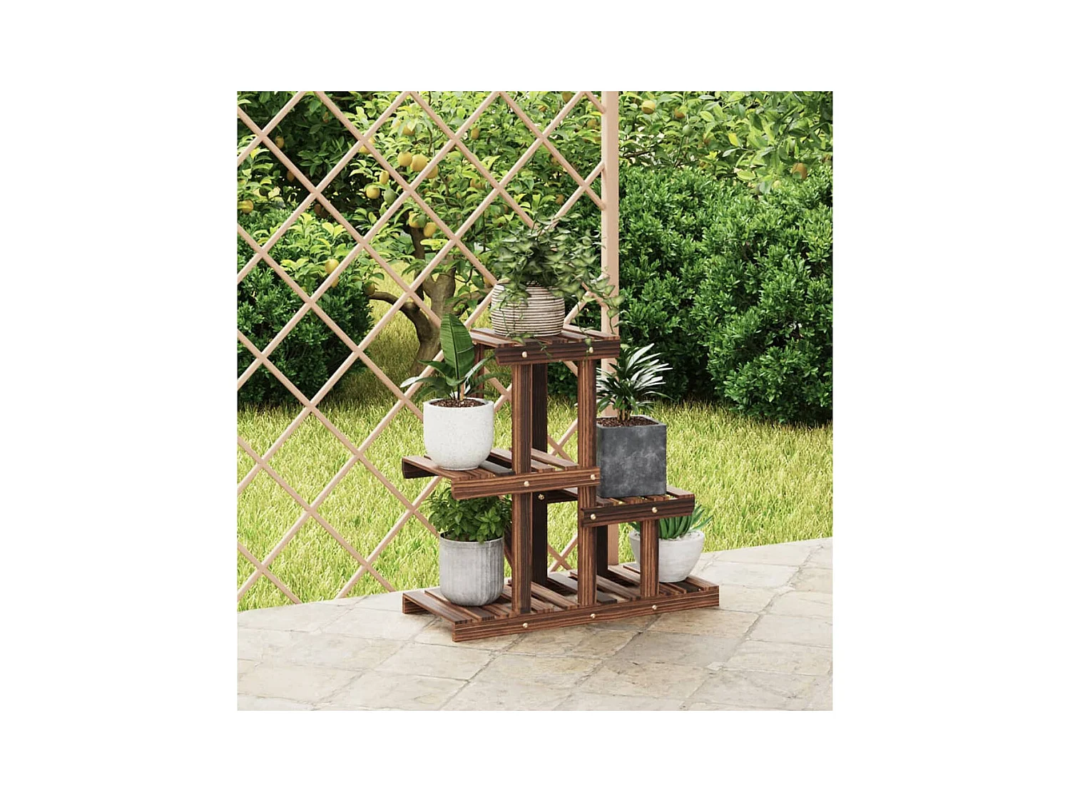 Jardinière Support à fleurs 58x25x51 cm bois massif de sapin BE2627