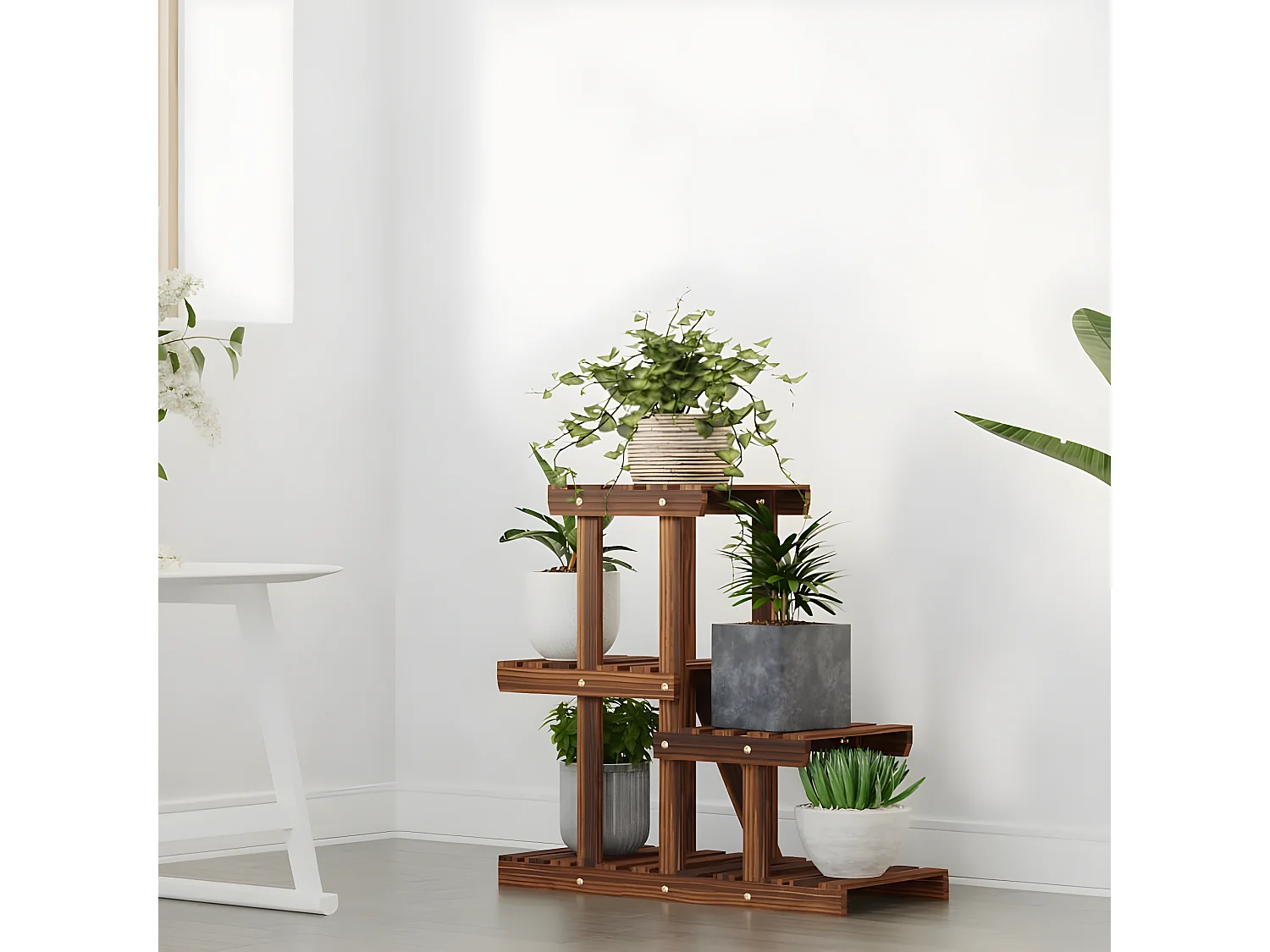 Suporte de plantas 58x25x51 cm madeira de abeto maciça PT933405