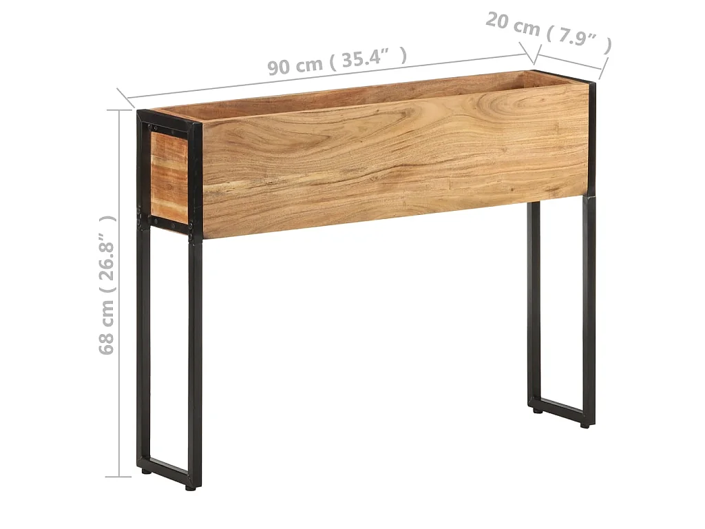 Jardinière 90x20x68 cm Bois massif d'acacia BE2688