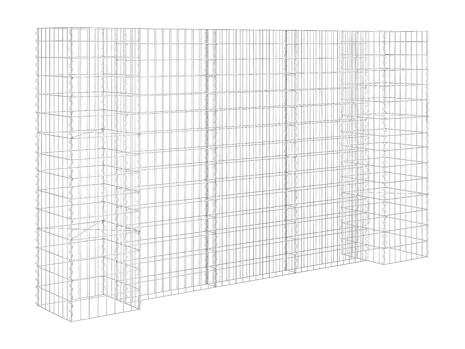 Jardinera de gaviones forma de H alambre de acero 260x40x150 cm ES71748