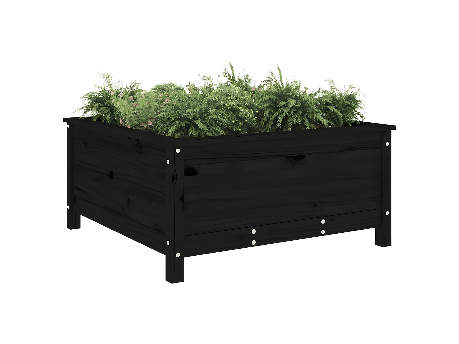 Jardinière noir 82,5x82,5x39 cm bois massif de pin BE2055