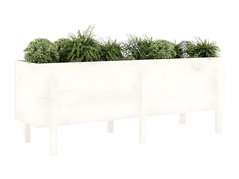 Jardinera elevado de jardín madera maciza pino blanco 160x50x57cm ES39786