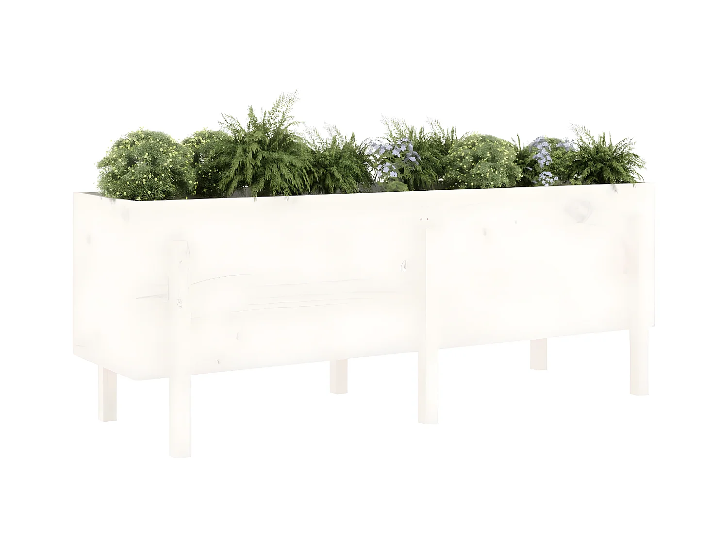 Jardinera elevado de jardín madera maciza pino blanco 160x50x57cm ES39786