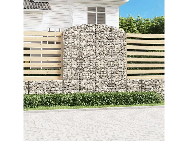 Panier de gabions arqué 200x30x220/240 cm Fer galvanisé WVGQ1653